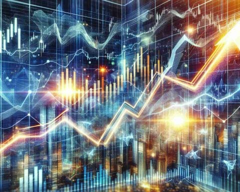 Generate a high-definition photo realistically illustrating a booming stock market with upward-moving graphs and charts. The graphics should depict dynamic, exponential growth suggesting positive investment opportunities that one simply can't ignore.