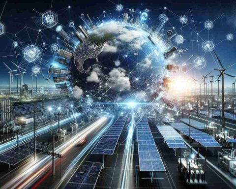 A high-definition, realistic image depicting a dynamic scene that embodies significant innovations in the energy sector. This could include cutting-edge solar panels, advanced energy storage systems, and digital smart grids, among others. This representation is meant to exemplify bold steps towards the future of energy.