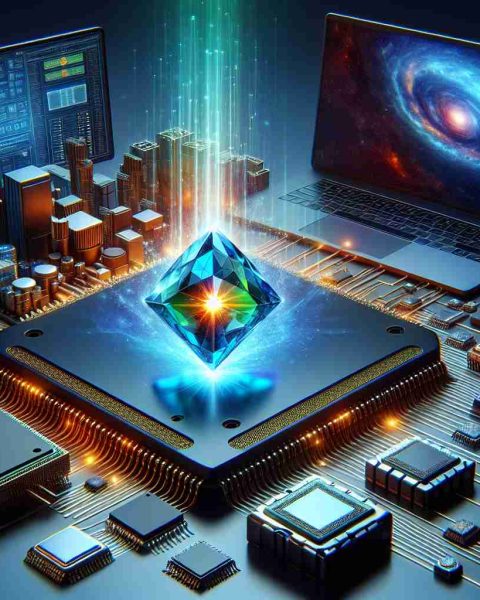 A realistic HD image representing the concept of a microchip company ready to take a quantum leap in technology. This image could include various computational devices as metaphors for the next level of computer technology. An underlying theme of the discovery of a hidden gem in the realm of computing stocks should also be visually represented.