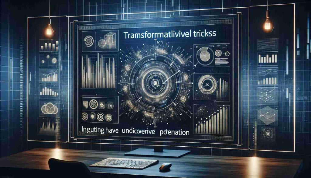 Create a high-definition, realistic image of an informative chart exhibiting transformative tricks. The chart should have intriguing hidden features suggesting untapped potential, allowing users to deepen their understanding in a way that denotes the power of data visualization. Enhance it with noticeable yet integrated elements that can represent pointers or guidelines to these undiscovered aspects. The setting should be a modern, digital backdrop, echoing the theme of cutting-edge innovation and discovery.