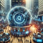 High definition, realistic portrayal of an abstract concept such as 'Quantum Leap' personified in a modern finance context. It's at a bustling stock exchange, possibly in a city like New York. Surround the concept with visual symbols of market revolution, like charts and graphs in unprecedentedly high places and unconventional instruments being used by traders. The name 'IonQ' could be subtly showcased on some digital screens, representing a transformative force in this setting.