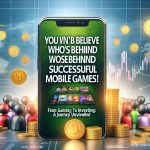 A high-definition, realistic image of the headline 'You Won't Believe Who's Behind These Successful Mobile Games! From Gaming to Investing: A Journey Unveiled'. The headline is laid against the backdrop of a collage of various popular, undefined mobile games and symbols representing investment such as stock market charts and gold coins.
