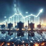 Create a high-definition, realistic image of a symbolic representation of ‘LNG Shares being the Future’. Depict an image of LNG (Liquefied Natural Gas) infrastructure like storage tanks and pipelines, integrated with elements of a rising chart, signifying growth and untapped potential. The sky behind should ideally be transitioning from night to sunrise, highlighting the start of a new era of dominance for LNG.