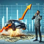 Realistic HD diagram illustrating the surprising rise of a hypothetical electric car company's stock, shaking the financial markets. The graph shows a significant end-of-week rally, leaving financial analysts shocked and lost for words.