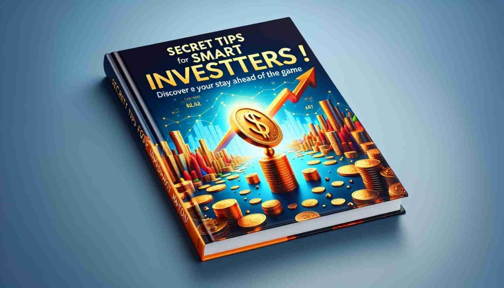 A high-resolution, realistic image of a cover for a book titled 'Secret Tips for Smart Investors! Discover How to Stay Ahead of the Game'. The image should contain a vibrant and professional design, easy-to-read font, and possibly an image representing financial success, such as a rising graph or a pile of gold coins. The overall atmosphere should inspire confidence, knowledge and the promise of success.