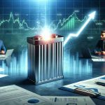 A high-definition, realistic image depicting the concept of a significant increase in Tesla shares due to a breakthrough in battery technology. The scene includes symbolic representations like a battery with light beaming out of it, an upward graph signifying the surge, and cautious investors studying this development, excited yet uncertain. On the foreground, there are documents with enlightening information that investors should be aware of, such as charts, graphs, and reports.