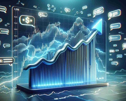 Realistically rendered high-definition image showcasing a significant unexpected increase in short interest related to the stock of a popular cryptocurrency exchange. The scene contains a metaphorical graph or chart with a sharp upward trajectory, representing the surge, surrounded by talk bubbles or other symbolism indicating analysts' discussions or predictions about the trend.