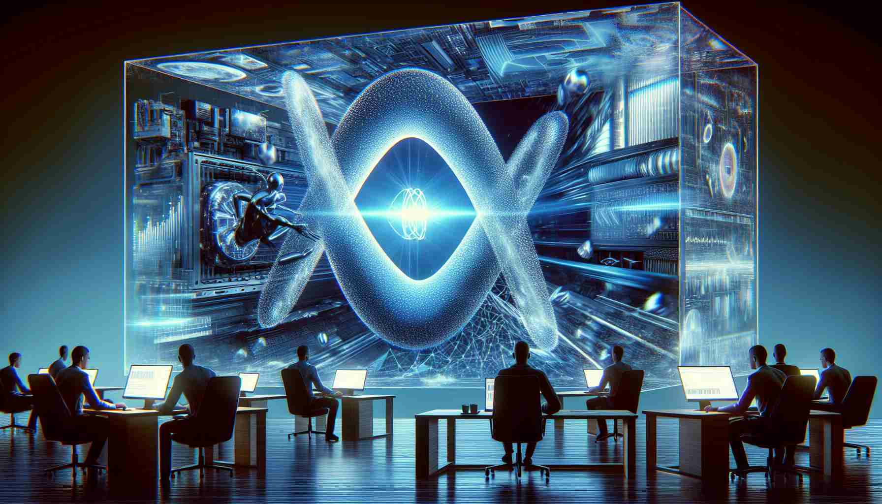 Generate a realistic, high-definition image representing the leap in quantum computing. This image should bring to the forefront the question of whether the hype around quantum computing is worth it, while subtly highlighting the potential hidden risks involved.