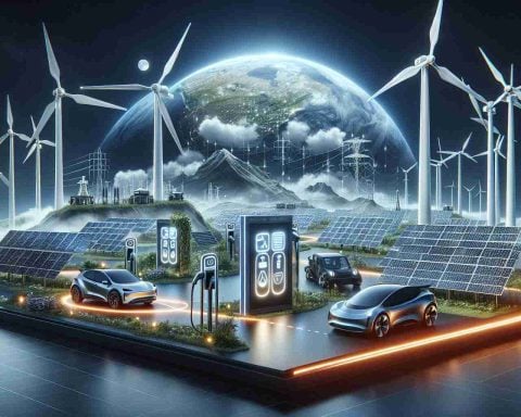 Realistic and high-definition image showcasing the concept of 'The Silent Revolution: Next Era Energy Unveiled'. The scene represents groundbreaking advancements in green energy, featuring solar panels, wind turbines, and electric vehicle charging stations. There's a focus on renewable and sustainable sources of energy, signaling towards a revolution in our power consumption patterns.