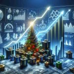 An HD realistic image illustrating the concept of extraordinary growth in a specific industry during the holiday season. Show multiple ascending graphs and charts demonstrating impressive progression. Add symbols associating to holidays like Christmas tree, gifts, etc. Include elements of shock and surprise.