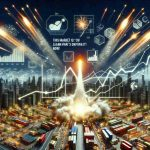 High definition, realistic illustration of a metaphoric scene that visualizes 'This Market is Exploding! Learn What’s Driving It Now'. It could be represented as a busy, bustling marketplace with goods soaring into the sky like fireworks, indicating immense growth. Additionally, near the market, visual elements such as diagrams, bar charts, line graphs, and other economic indicators could be depicted to demonstrate the factors driving the market's growth. The image should be filled with energy, symbolizing the rise and dynamism of the market.