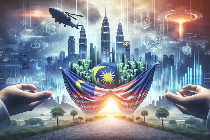 A high-definition, realistic image representing the concept of Malaysia's Initial Public Offering (IPO) boom. The image should cleverly depict the theme of 'Financial Revelation or Economic Mirage' and should have elements that symbolize the uncovering of hidden truths pertaining to the economy of Malaysia. This could include: visual metaphors for economic growth, symbolism for the stock market or financial system, and representations of the concept of a mirage to represent a potential illusion of prosperity.