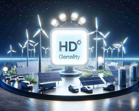 Display an HD quality, realistic representation of a concept symbolizing the 'Energy Revolution', placing a generic energy company in the spotlight. Display a scene of sustainable energy sources like wind turbines, solar panels, electric vehicles, and battery storage systems. Make all these elements shine bright, symbolically representing their central role in this revolution. Ensure that there's no specific company or trademark logos visible.