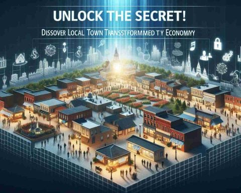 A high-definition, realistic image showcasing the transformation of a local town's economy. The image should depict signs of economic growth such as renovated buildings, successful small businesses, bustling marketplaces, new infrastructure, and employed citizens of varying descents and genders actively engaged in their jobs. Overlay the image with text that reads 'Unlock the Secret! Discover How Local Town Transformed Its Economy.'