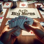 High resolution, realistic image of a deck of cards being shuffled metaphorically representing big moves in ARK investments, an investment management firm. Emphasize on the element of game and strategy, potential risk and reward in financial investments. Please do not include specific individuals.