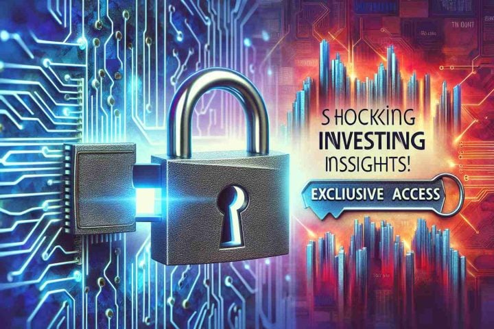 Create a high-definition, realistic image captivating the idea of revealing valuable investment insights. The composition should incude a sturdy lock being opened to illustrate 'unlocking' concept with key labeled 'top tips' in the background, hinting at exclusive access. Display the text 'Shocking Investing Insights!' in bold at the top of the image.