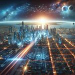 A highly detailed, realistic view of the year 2025, showcasing a quantum leap in technology or development. This could include futuristic cityscapes, technological advancements, or cutting-edge scientific discoveries making history.
