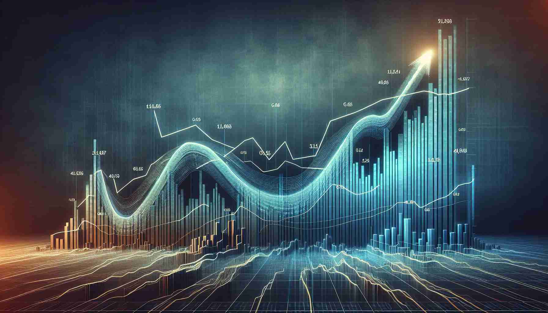 An HD image featuring the abstract concept of 'Unraveling Growth'. It should visualize the metaphorical rise in a stock called GEI. The graph line should start from the lower left, indicating the stock's initial low value. It then gradually rises, zig-zagging upwards as it metaphorically 'unravels' its growth. The trajectory is new, signifying a recent positive turn. The lines should be distinct and bold, against a solid, muted background for higher clarity. Ensure the setting reflects a professional financial environment, perhaps a digital display within a stock market.