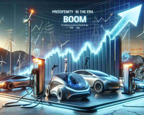 A high-definition, realistic illustration conveying the concept of a massive boom in the profitability era for a leading electric car company. The scene would include their futuristic electric cars, charging stations, and a graph demonstrating a sharp rise in profits, symbolizing the predicted financial growth.