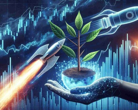 Generate a high-definition, realistic image portraying a striking coincidence related to the rise of an ETF labeled as 'iBIT'. The picture should visualize the concept of a digital exchange-traded fund growth, possibly with graphs symbolizing sharp growth, a flourishing plant or a rocket launch, all symbolizing advancement in the world of digital finance.