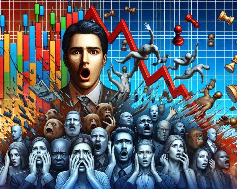 Illustrate a symbolic representation of a shocking turn of events related to stock market board diversity plans collapsing. Picture a stock market graph showing a steep decline, with human figures of different descents and genders expressing shock and concern. There may also be diverse representations of pieces from a chessboard tumbling down, symbolizing the collapse of the diversity plans, within a high-definition realistic setting.