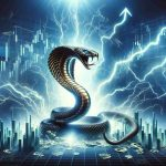 Create a high definition, realistic photo that visualizes the concept of 'Viper Energy Surges Ahead.' Include in the image, a viper character as a symbol for 'Energy' surging forward in a dynamic manner, probably against lightning bolts. Also, subtly incorporate elements such as financial graphs rising upward and handwriting or computer fonts to indicate the 'Analysts' prediction of 'Growth'. This should not include any trademarks or company logos.