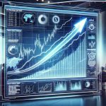 Generate a realistic HD presentation with the title 'Electric Company's Stock Surge! What Investors Need to Know Now', showcasing a soaring line graph representing an increase in stock value, with detailed analytical points and comments. Emphasize the surge with a steep upward curve on the graph. Place the line graph on a digital electronic screen for a modern financial look. Add a backdrop of a busy office space filled with financial professionals for context.