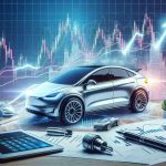 Create a high definition image that portrays the concept of a sudden increase in share value, symbolizing the unexpected growth of a fictional electric car manufacturer. Include elements such as stock graphs indicating a positive trend, electric cars, and perhaps an unexpected/unseen component that might have contributed to this rise.