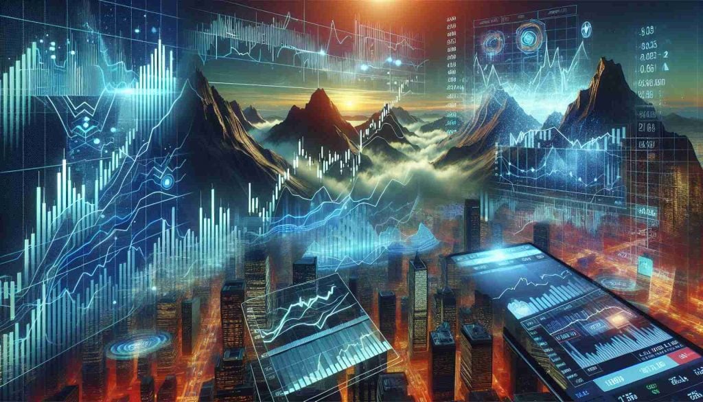 Create a high definition digital art of a financial stock market surge alert showing increased activity and value. Specifically, it should emphasize a fictitious company's stock named 'Sterling & Wilson' making a significant rally which is attracting attention and analyst scrutiny.