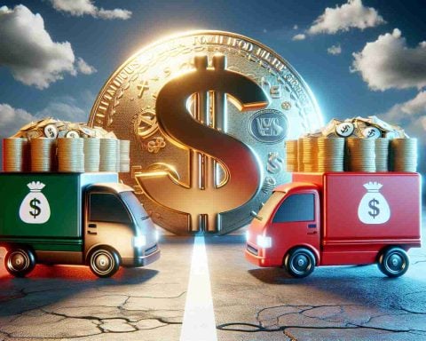 Realistic high-definition image symbolizing a billion-dollar duel between two prominent food delivery services. Visual representation could involve concepts and symbols related to finance, competition, and growth. The scene should be fresh and innovative, echoing the intense economic rivalry between these two giants.