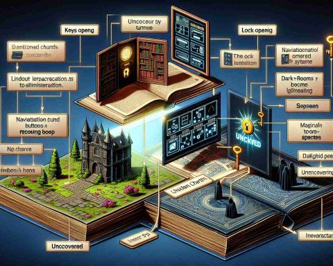 High-definition visual representation of a scenario showcasing the process of unlocking hidden features. Illustrate a step-by-step guide or a flow chart that may include vivid representations such as keys turning, lock opening, dark rooms becoming illuminated, and navigational buttons leading to unseen or hidden panels, pages, or systems. The emphasis is on the act of 'uncovering' or 'revealing'. The secret chart menu might be depicted as a hidden door or a drawer within an interface or a magical book, uncovered only upon performance of certain actions.