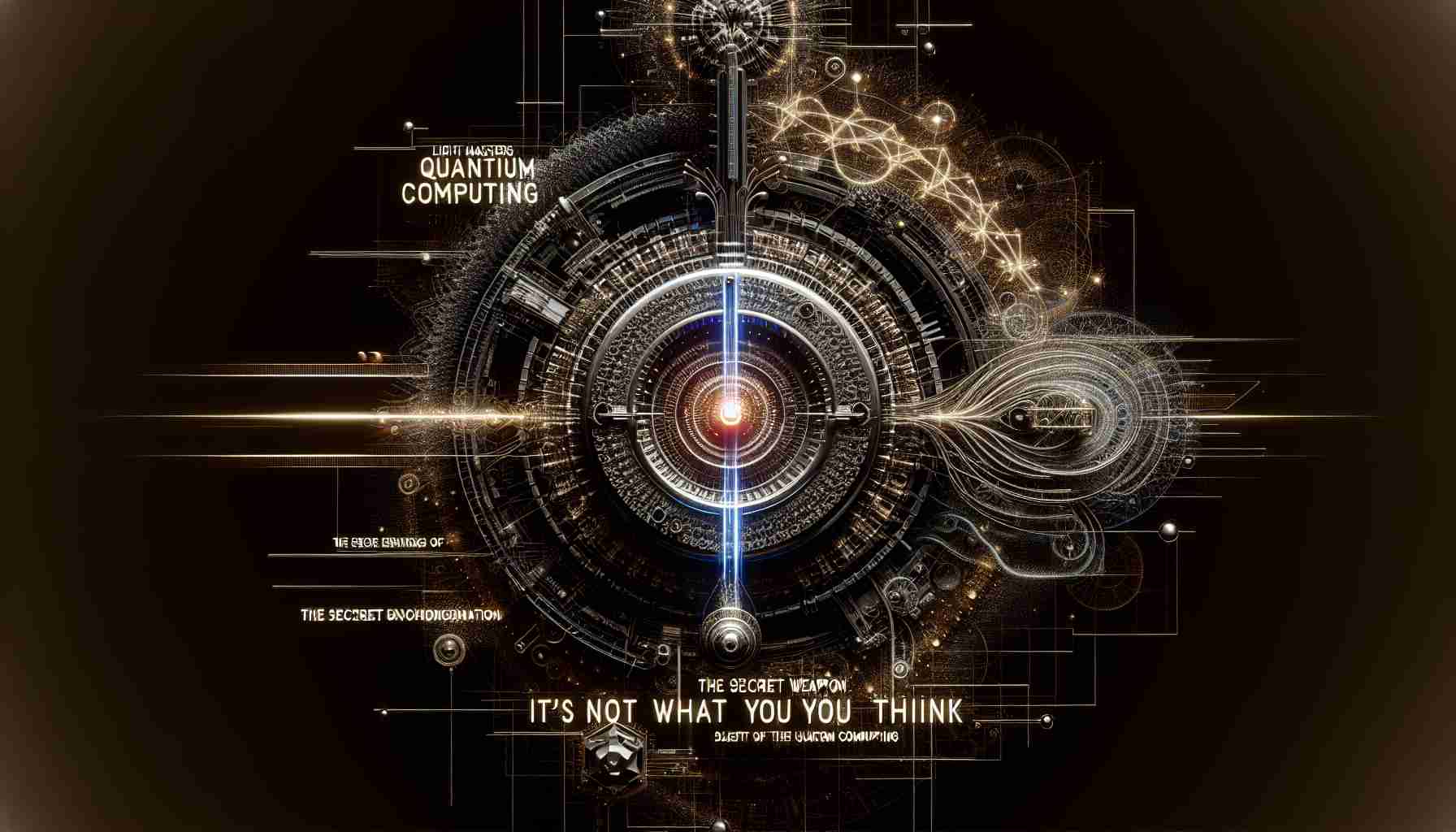 An intricate, high-definition real-life representation of the theme 'Light Masters Quantum Computing'. This image should incorporate elements of advanced technology and possibly depict complex scientific concepts. Text phrases such as 'The Secret Weapon', 'It's Not What You Think' should be subtly embedded, alluding to mystery and innovation.