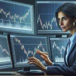 High-definition realistic image of a generic market trader, performing tasks associated with their work. The trader is a middle-aged, South Asian female wearing a formal business suit and analyzing stock graphs on multiple computer screens. The picture highlights the potential impact of her decisions on those invested in the market.