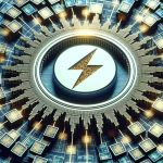 Generate a high-definition, realistic image of a dazzling selection of stock market shares, symbolizing sectors that are thriving or having great potential. Highlight one particular share, representing the soaring potential of a company in the energy sector, identified by an emblematic energy bolt or electricity symbol.