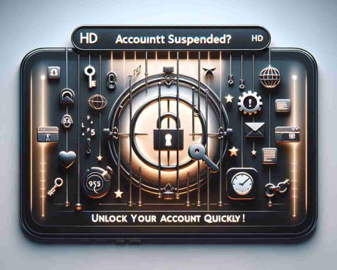 Create a realistic HD image representing the concept of a suspended account. The design should incorporate the text 'Account Suspended? Here’s Why! Unlock Your Account Quickly.' Consider visual elements such as lock or barrier icons, a frosted screen effect or a temporary 'stop' symbol to signify suspension. The portion referring to unlocking the account can be depicted by a key or an open lock. Emphasize a quick, efficient process through symbolism like a stopwatch or a fast forward icon. The overall style should appeal to an internet-savvy audience familiar with website icons and symbols.