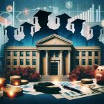 Create a high definition image representing the concept of a mysterious group of financiers and strategists who are responsible for successful investments at a well-known university. The image should invoke a sense of intrigue and curiosity, showcasing elements like financial charts, university buildings, and obscure shadows to signify mystery.