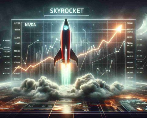 A realistic high-definition image portraying the concept of NVDA (a symbol for a popular technology company) potentially skyrocketing next quarter. The image might include a graphic chart with an upwards trend (indicating growth), a symbolic rocket to represent the term 'skyrocket', and a banner or an alert flashing, signaling emerging trends. The overall atmosphere should indicate optimism and opportunity in the investing world.