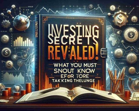 Realistic high-definition image showing the title 'Investing Secrets Revealed! What You Must Know Before Taking the Plunge'. The title is presented in an impactful and striking style, suggesting intrigue and importance. The backdrop incorporates traditional symbols for finance and investment, such as graphs, charts, currency symbols, and possibly a pen and notebook for note-taking. The composition has a general sense of urgency and importance, underlining the significance of the decisions to be made in the investment world.