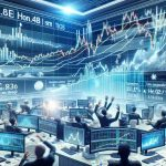 High-definition realistic image that represents the concept of a sharp increase in the share market. The scene includes soaring graphs and diagrams, frenzied traders in the stock-exchange, and news tape running with headlines about unexpected market movements happening today.