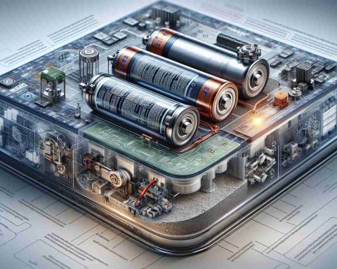 A detailed, realistic, and high definition illustration of a revolutionary new battery technology. It features a cross-section of the advanced energy storage device, showcasing its innovative components and principles of operation in an understandable and visually engaging way. The picture focuses on highlighting the distinguishing features that make it different and groundbreaking compared to traditional battery technologies. The image is accompanied by text diagrams and explanations to depict how this groundbreaking technology functions.