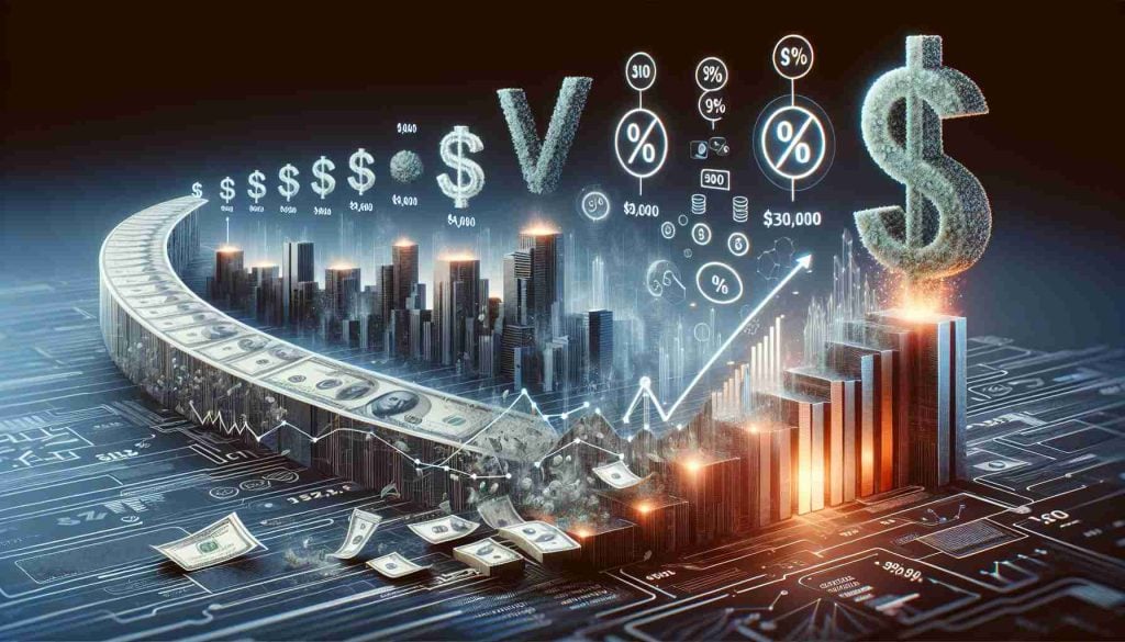 A detailed, high-definition image showing the conceptual transformation of an initial investment of $1,000 into a growth amounting to over $300,000. This can be visually depicted through a dynamic sequence, featuring the number $1,000 at the start point and moving towards the final figure of $300,000 at the destination. Money symbols, percentage increases and growth charts may be integrated into the image to symbolize the investment growth. All elements should be meticulously painted, giving it a highly realistic appearance.