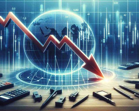 Generate a realistic HD image representing the concept of Nasdaq 100 potentially heading for a downward trend, with supporting visual elements such as a declining arrow on a graph and other chart indicators suggesting a negative outlook.