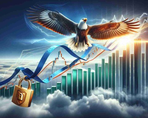 A realistic high-definition image that visually represents the concept of a stock soaring, with a particular emphasis on Strattec Security's outperformance of market averages. The design could include symbolic elements like an eagle soaring high in the sky to denote 'soaring', charts going upwards to symbolize the 'smashing of market averages', and a golden medal embedded with a lock, symbolizing 'Strattec Security', the champion.