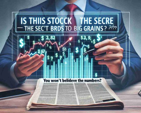 Create a realistic HD image of a headline on a financial news outlet saying 'Is This Stock the Secret to Big Gains? You Won't Believe the Numbers'