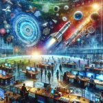 An ultra-high definition image representing the concept of exciting opportunities at a hypothetical space exploration company named 'Astria'. The image embodies growth and potential with depictions of a dynamic, futuristic office space filled with diverse personnel of all genders and descents, engaged in their work. There are 3D models of unique spacecraft designs, large digital monitors displaying astronomical data, and the overall atmosphere brimming with positive energy and zeal. The vibrant colors and intricate textures further enhance the feeling of excitement and progress.
