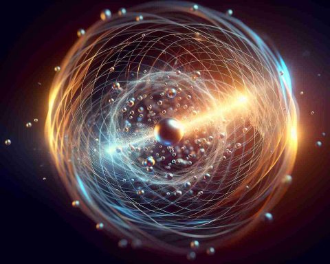 Generate a high-definition, realistic image showcasing a conceptual representation of Quantum Leap or Quantum Slip. This could be visualised as a particle making a transition between different energy states, or a dynamic shift from one quantum state to another, signifying a feat of scientific phenomena in quantum mechanics.