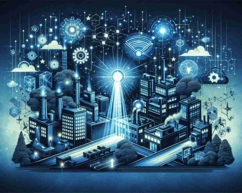 Create a high-definition image depicting the futuristic concept of a photonic revolution being instrumental secretly within the tech industry. Illustrate this with visual symbols such as hidden power symbols, light particles representing photons, and technology companies represented by buildings brimming with activity.