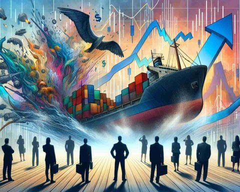 An artistic representation of the abstract concept of an unexpected shift in the operations of a major ecommerce company, symbolizing its potential impact on investors. The image could feature elements like a giant ship veering off its course, split-stock imagery or a graph showing a sudden rise or fall, characters symbolizing investors watching the scene with varying emotions of surprise, fear, joy, or confusion. The quality should be high definition and realistic.