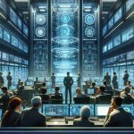 A high-definition, realistic image of a tense business scenario. Inside a modern and futuristic computer laboratory, a critical decision is about to be made. Scientists and engineers, men and women of various descents such as Caucasian, Hispanic, and Middle-Eastern, pore over complex data on holographic screens. Behind them, towering supercomputers blink with activity. The atmosphere is fraught with uncertainty and anticipation. Can the super microcomputer project succeed? Only time will tell.