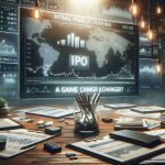 Realistic high-definition image of a conceptual scene themed on the initial public offering (IPO) of a major telecommunications company, with the title 'A Game Changer? What Investors Should Know'. Imagine a table laden with company reports and stock charts. Nothing should hint it's for a specific company.